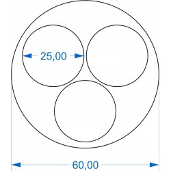 Plateau Rond 60mm avec 3 emplacements ronds de 25mm