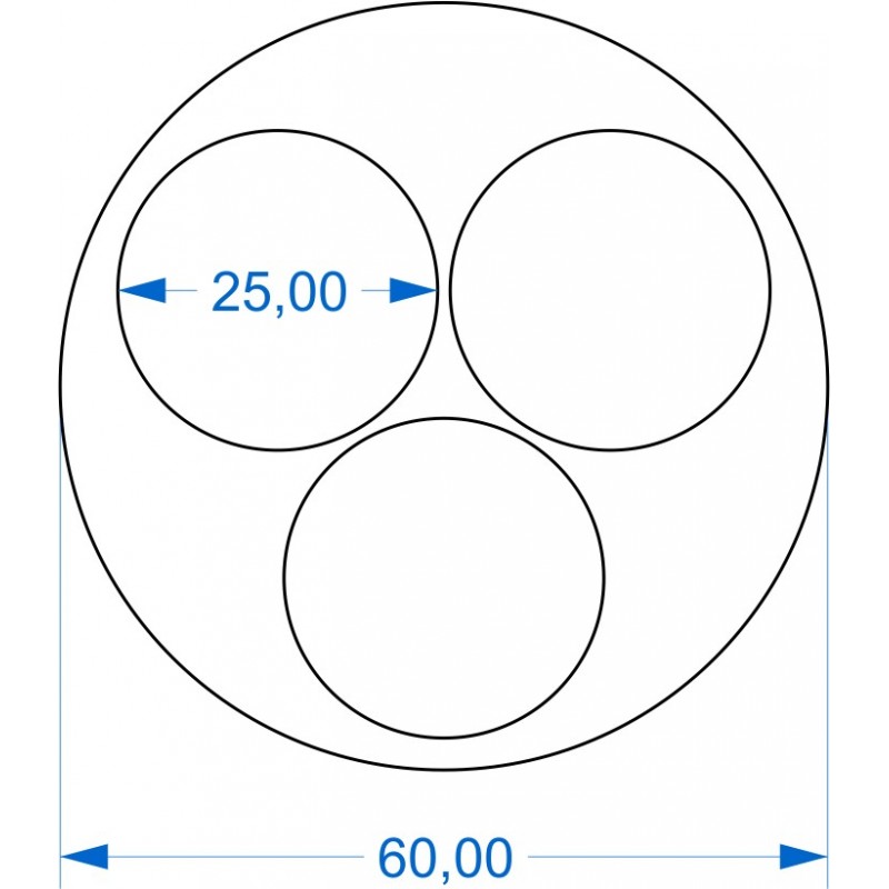 Plateau Rond 60mm avec 3 emplacements ronds de 25mm