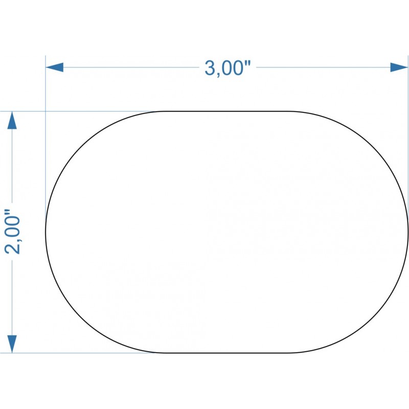 Socle 3''x2'' transparent arrondi