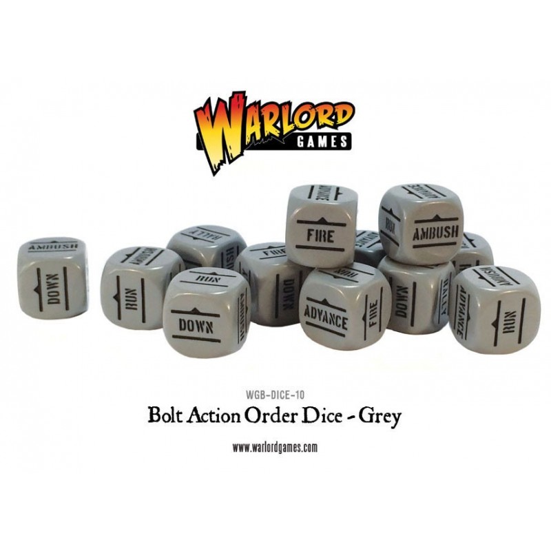 Bolt Action Orders Dice - Grey (12)