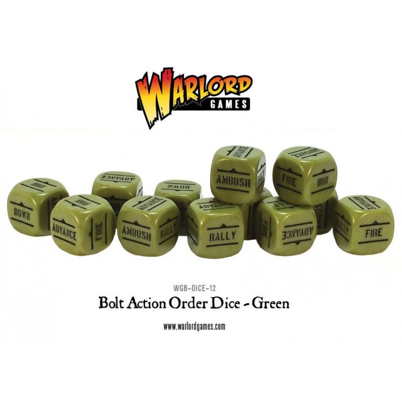 Bolt Action Orders Dice - Green (12) Bolt Action Orders Dice - Green (12)