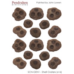 Shell craters x 16,...