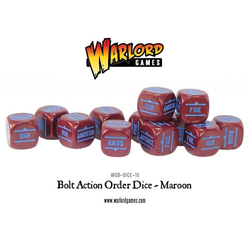 Bolt Action Orders Dice - Maroon (12) Bolt Action Orders Dice - Maroon (12)