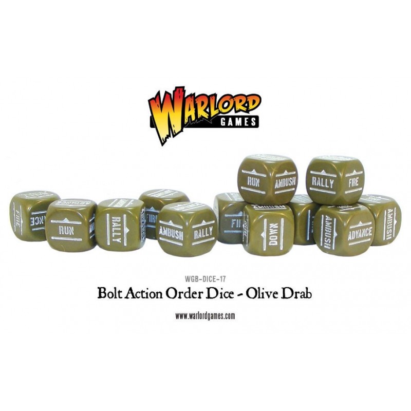 Bolt Action Orders Dice - Olive Drab (12) Bolt Action Orders Dice - Olive Drab (12)