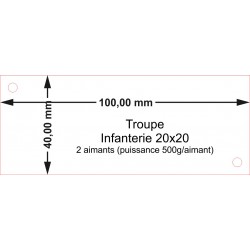 Plateau Troupe Infanterie 20x20 - 100x40mm Magnétique