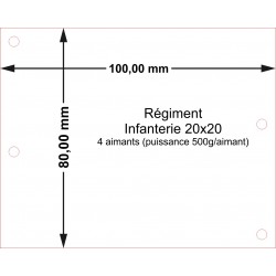 Plateau Régiment Infanterie 20x20 - 100x80mm Magnétique